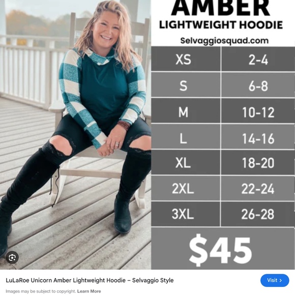 LuLaRoe Amber hoodie , NWT, 3x, multi striped - Picture 8 of 8